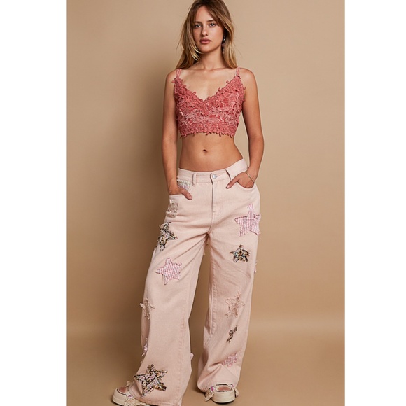 "The Nora" Pink Star Patch Jeans - Picture 5 of 5